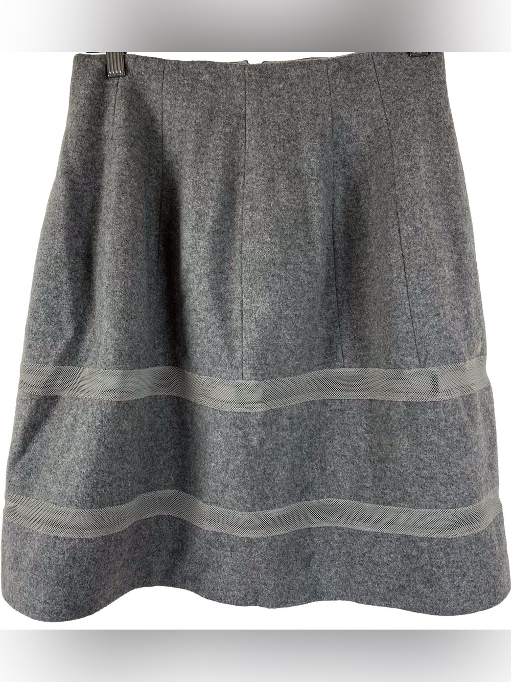 Madewell Wool Blend Turnout Skirt Mesh Stripe Insets Lined Flared Size 4